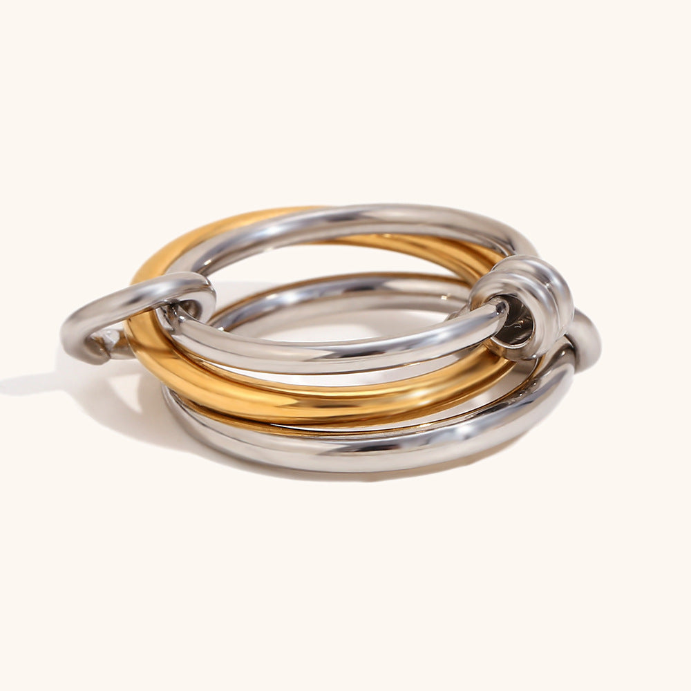 14K Gold Multi-layer Two-color Diamond Ring