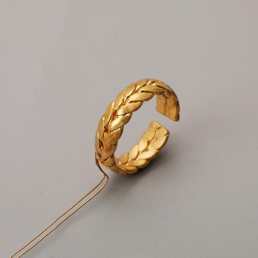 Bamboo & Wheat Ear Adjustable Ring – Niche Light Luxury Original Design