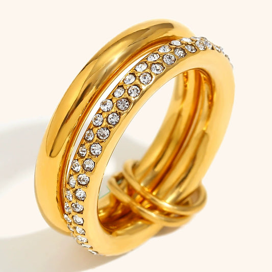 14K Gold Double Layer Stacking Diamond Ring