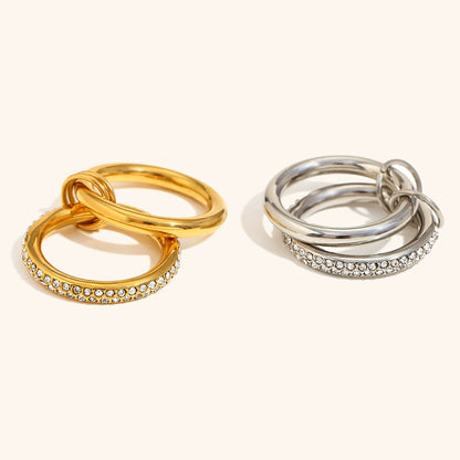 14K Gold Double Layer Stacking Diamond Ring
