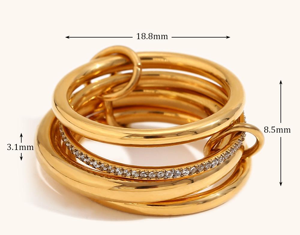 14K Gold Multi-layer Two-color Diamond Ring