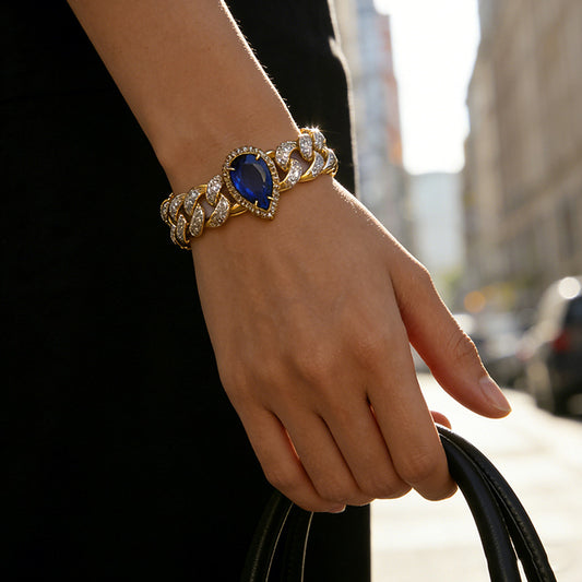 Sapphire Drop Cuban Bracelet