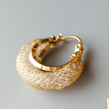 14K Gold Mother of Pearl Hoop Earrings