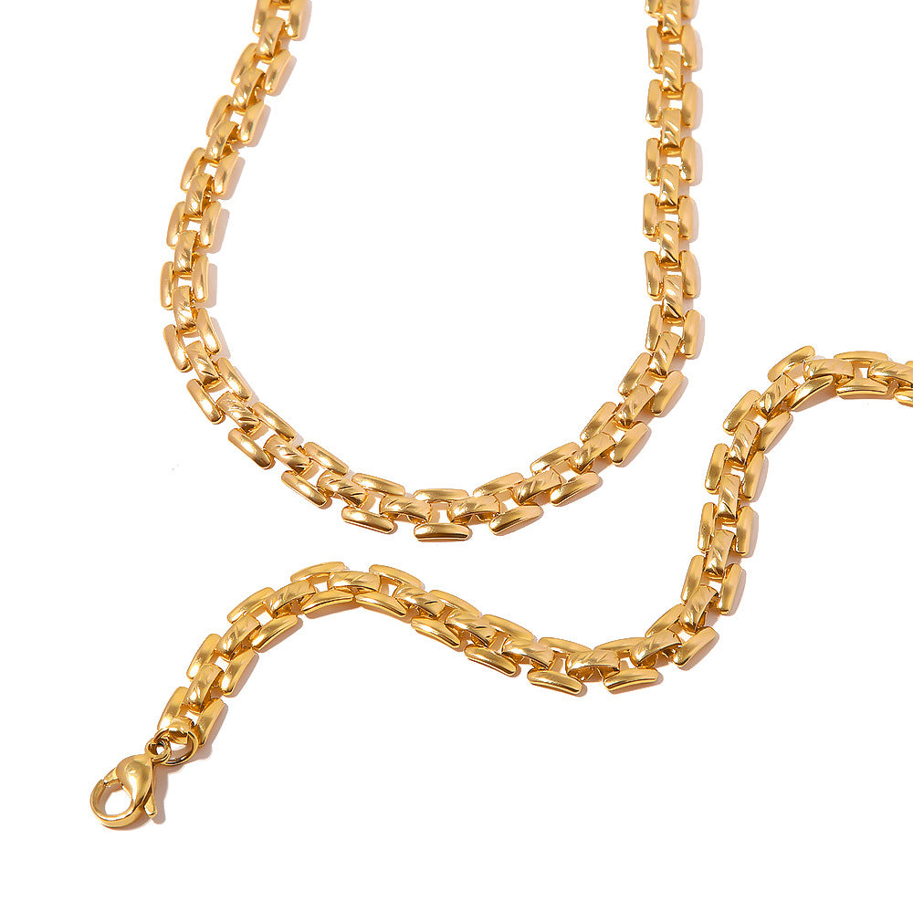 Vintage Watch Strap Chain Bracelet – Gold-Tone Statement Piece