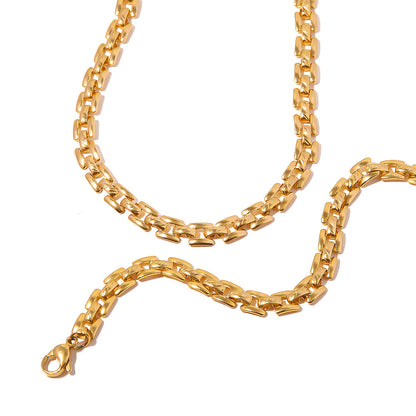 Vintage Watch Strap Chain Bracelet – Gold-Tone Statement Piece