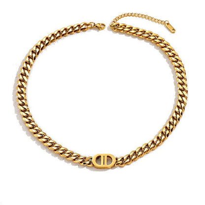 14K Gold Letter Double D Collar Chain