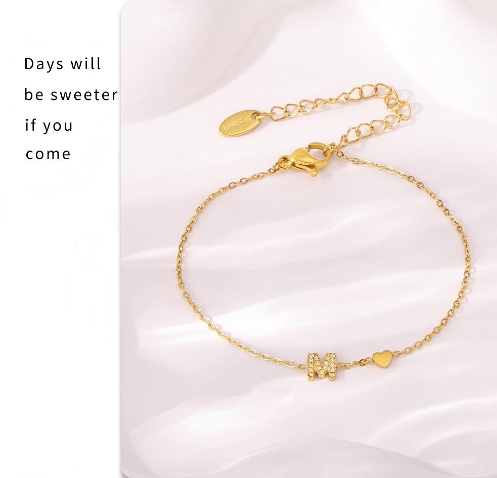 14K Gold Diamond Alphabet Jewelry Set