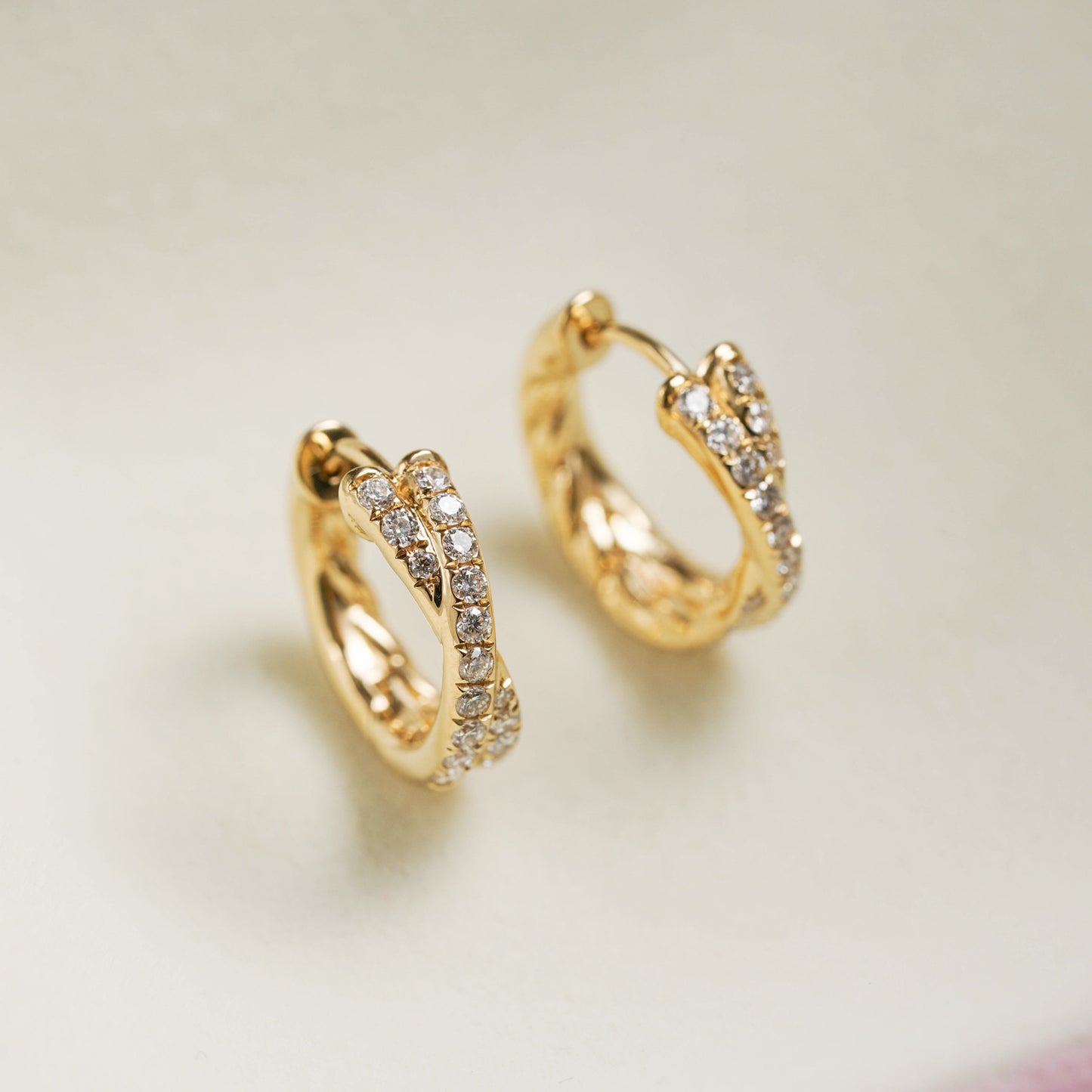 Twisted Double Row Huggie Earrings