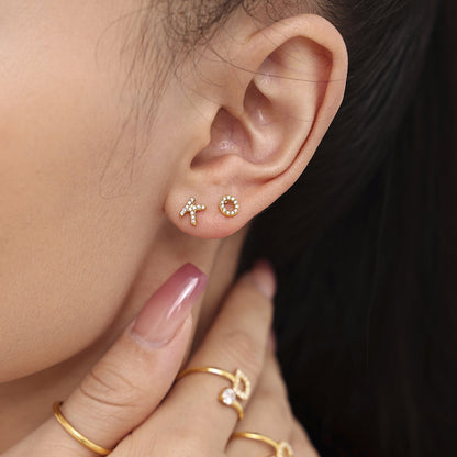 14K Gold Diamond Alphabet Jewelry Set