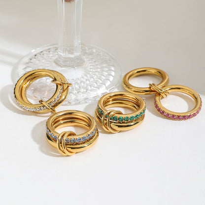 Colorful Diamond Double Band Stacking Ring
