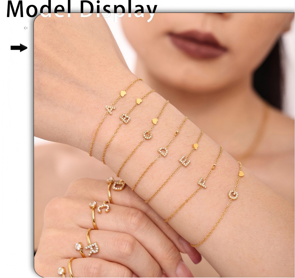 14K Gold Diamond Alphabet Jewelry Set