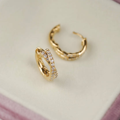 Twisted Double Row Huggie Earrings