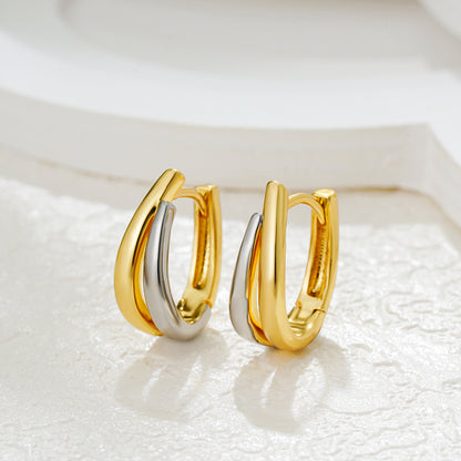 Mixed Metal Crossover Hoop Earrings