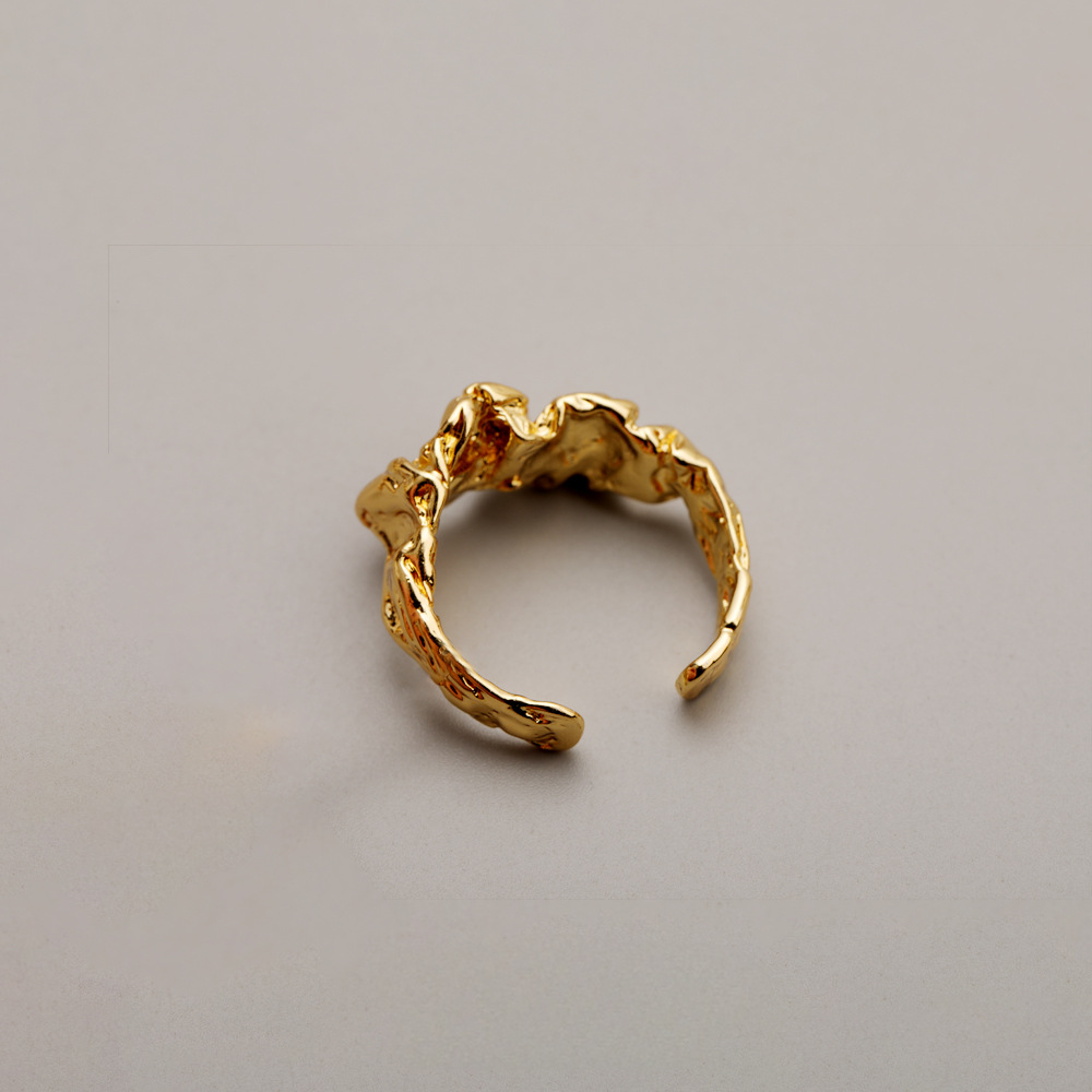 14K Gold  Irregular Lava Open Ring