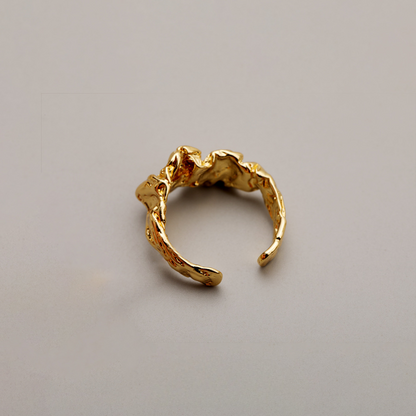 14K Gold  Irregular Lava Open Ring