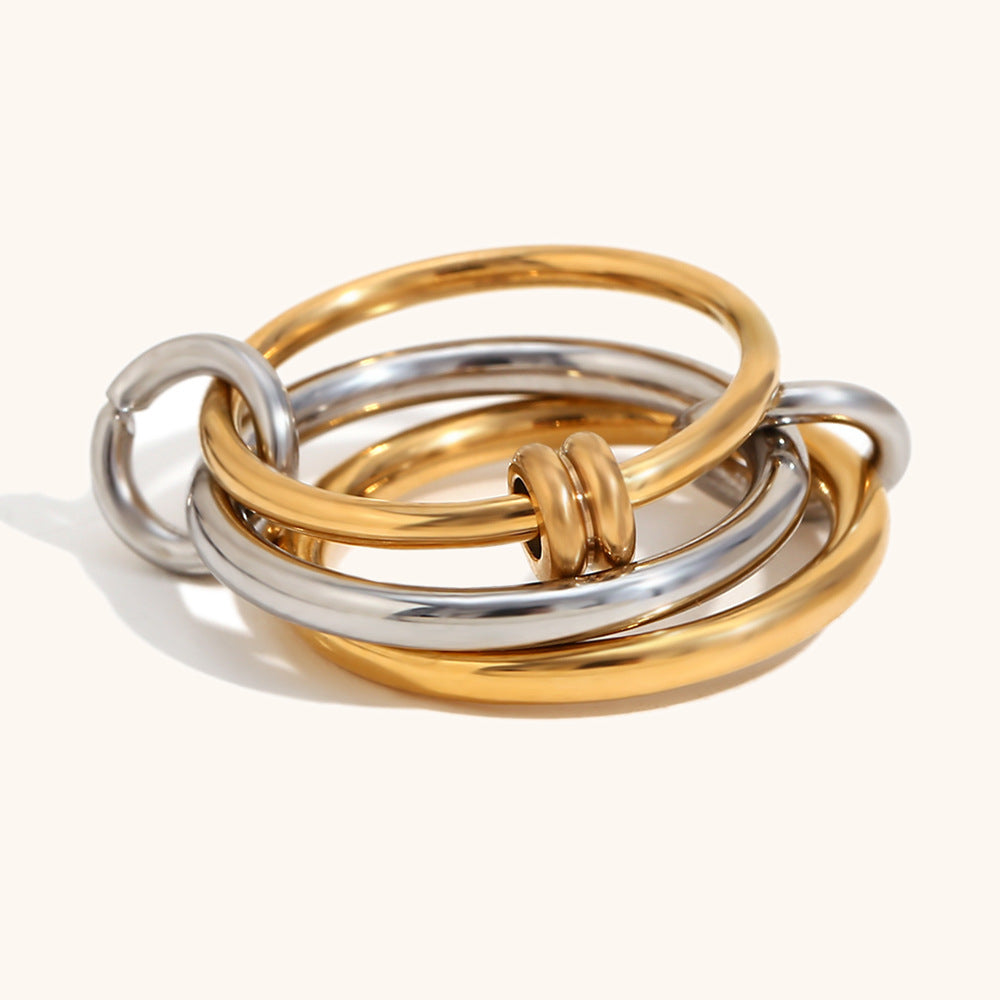 14K Gold Multi-layer Two-color Diamond Ring