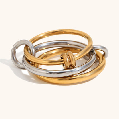 14K Gold Multi-layer Two-color Diamond Ring