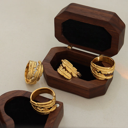 Double Layer Leaf-Shaped Ring