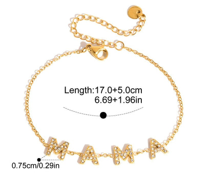 MAMA Diamond Letter Necklace – 18K Gold Plated Moissanite Mother's Day Gift