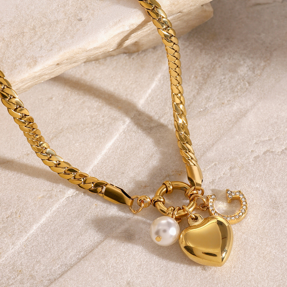 14k gold diamond heart pendant necklace letter clavicle chain
