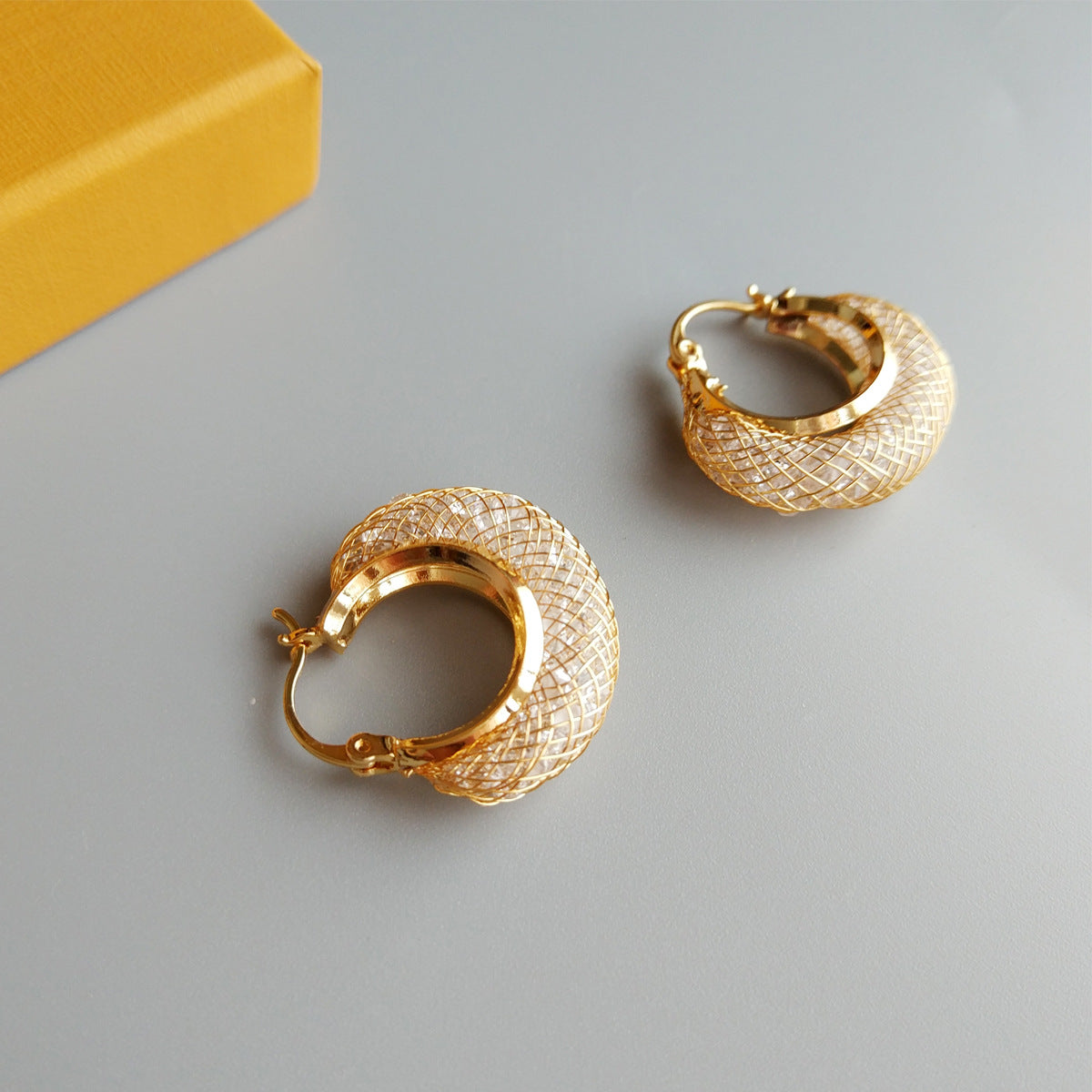 14K Gold Mother of Pearl Hoop Earrings