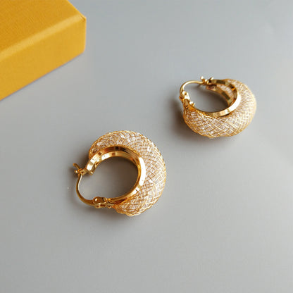 14K Gold Mother of Pearl Hoop Earrings