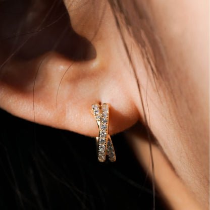 Twisted Double Row Huggie Earrings
