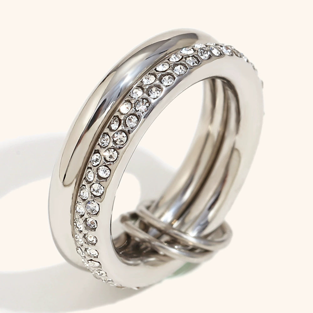 14K Gold Double Layer Stacking Diamond Ring