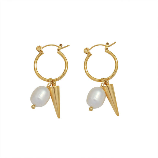 French Vintage Style Pearl 18K GOLD Earrings