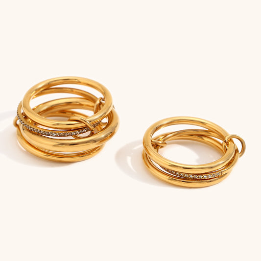 14K Gold Multi-layer Two-color Diamond Ring
