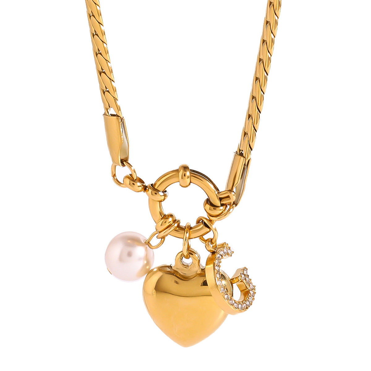 14k gold diamond heart pendant necklace letter clavicle chain