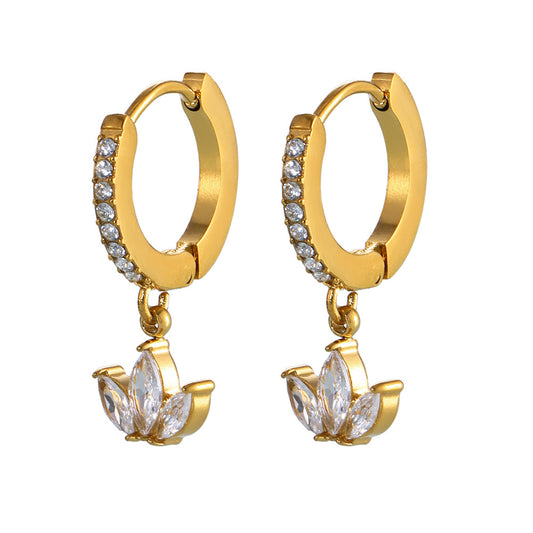 Pavé Diamond Clover Earrings – 18K Gold Vermeil with Micro Pavé Detailing