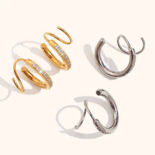14K Gold Diamond-Encrusted Spiral Stud Earrings