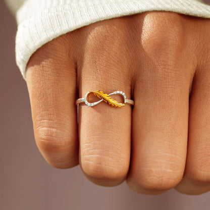 Gold Two-Tone Feather Crystal Ring