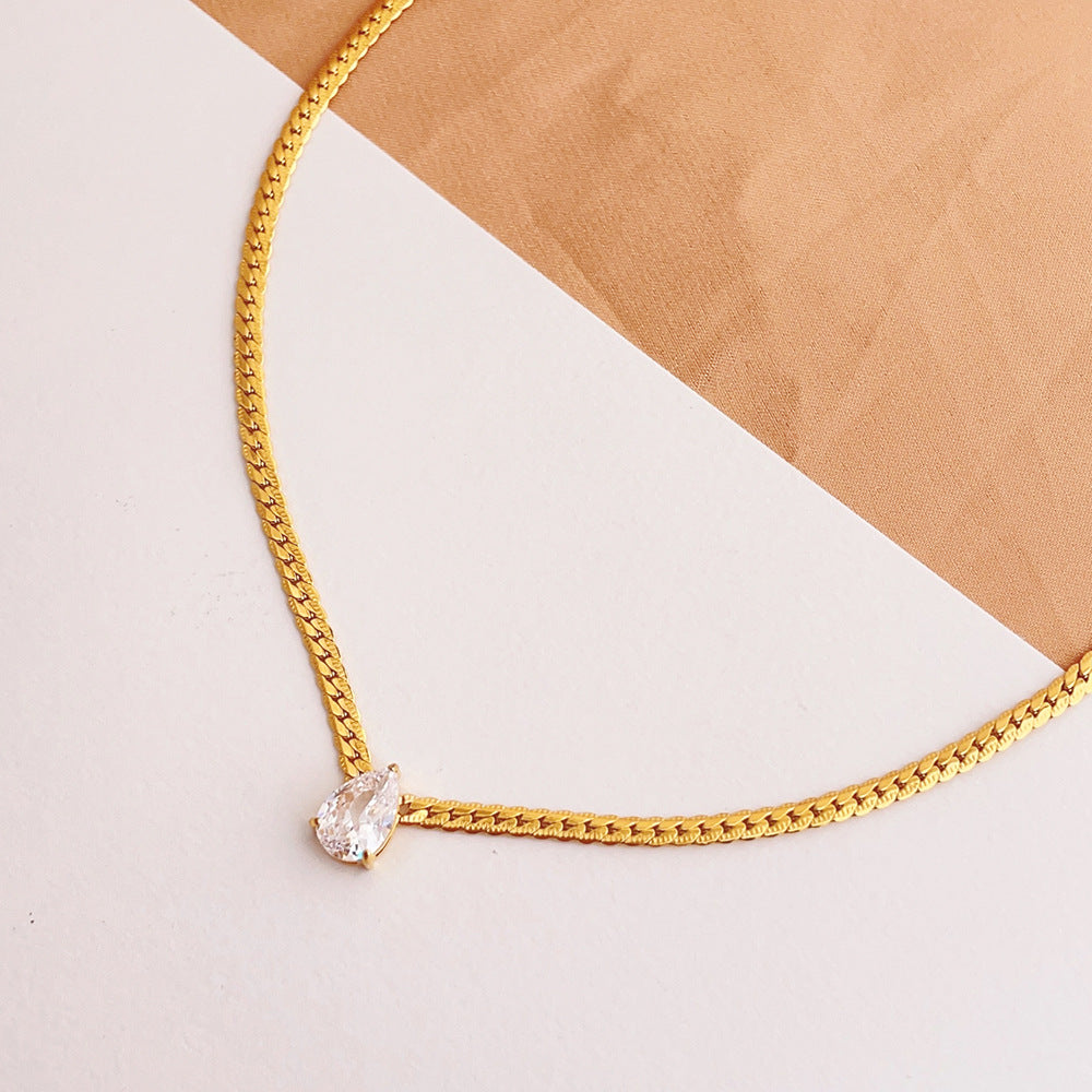 14k gold diamond heart-shaped snake bone chain