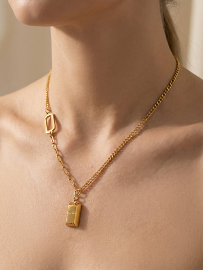 14k gold mini gold bar necklace