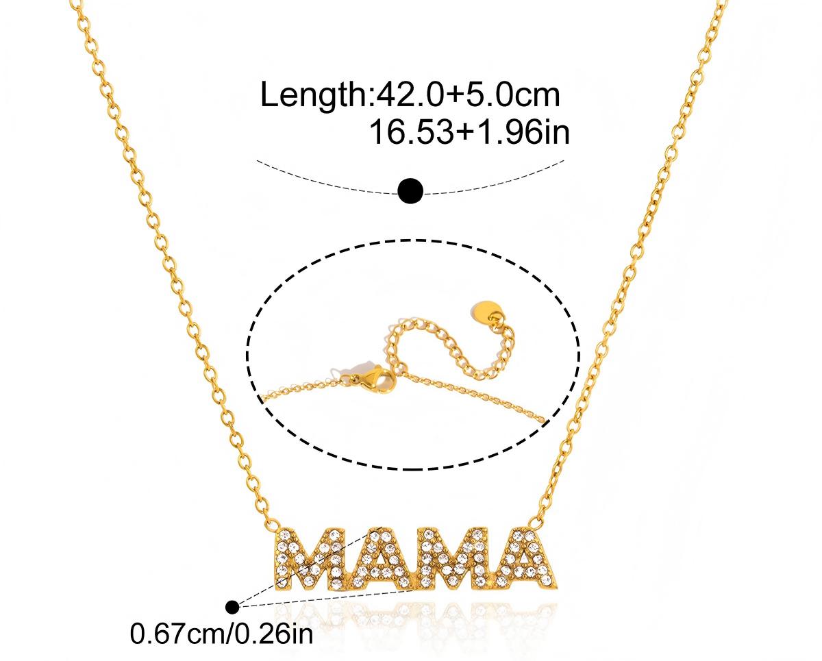 MAMA Diamond Letter Necklace – 18K Gold Plated Moissanite Mother's Day Gift