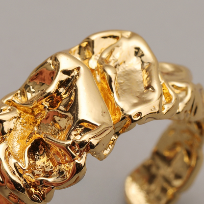 14K Gold  Irregular Lava Open Ring
