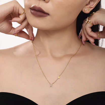 14K Gold Diamond Alphabet Jewelry Set