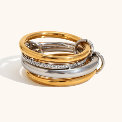 14K Gold Multi-layer Two-color Diamond Ring