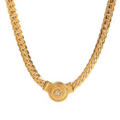 14K Gold Snake Bone Lightweight Luxury Diamond-Studded Vintage Choker Necklace