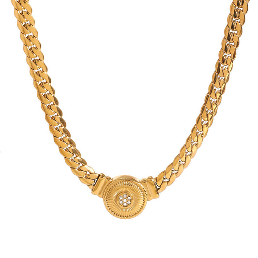 Serpentine 18K Gold Pave Spiral Choker