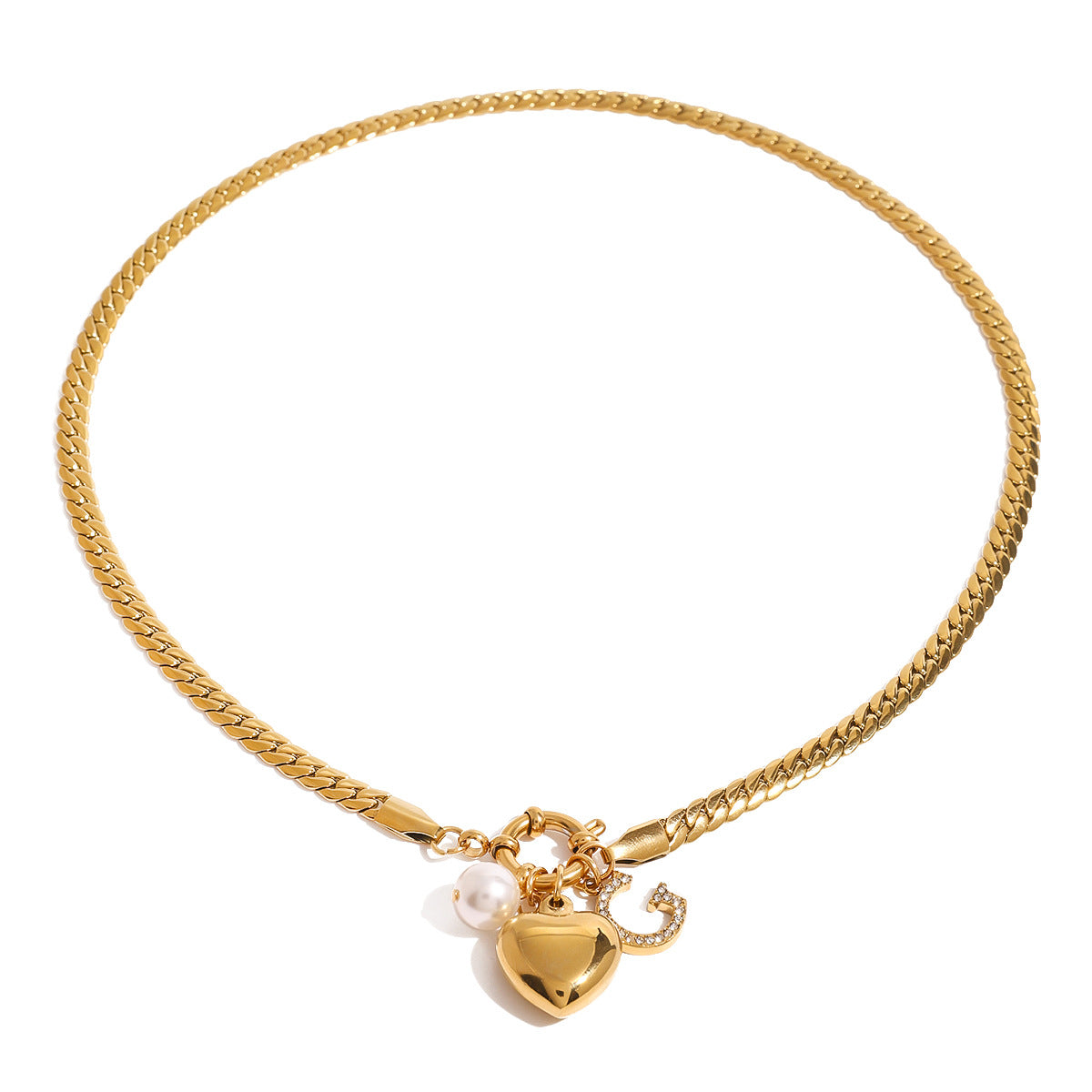 14k gold diamond heart pendant necklace letter clavicle chain