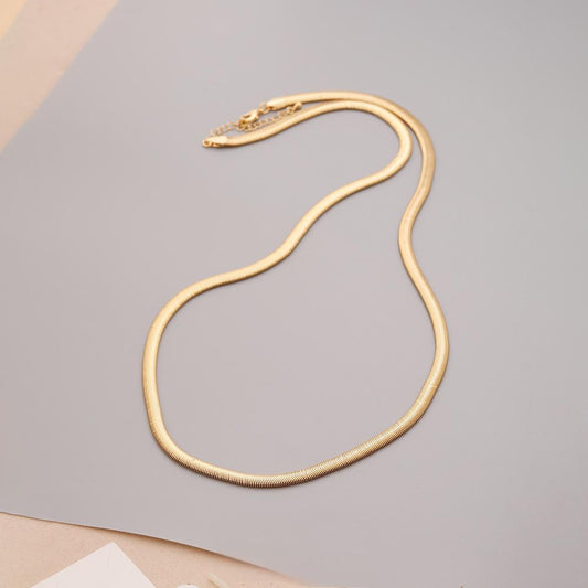 18K Gold  Flat Snake Chain Fashion Thick Vintage Statement Necklace  – Fashion Edition