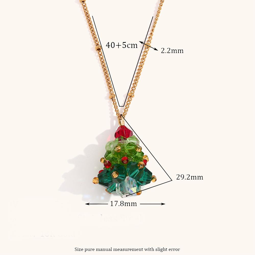 14k gold crystal Christmas tree earrings festive atmosphere necklace
