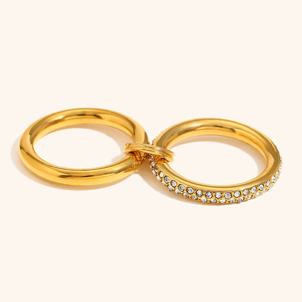 14K Gold Double Layer Stacking Diamond Ring
