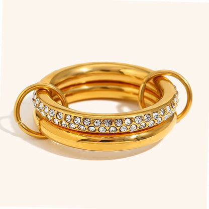 14K Gold Double Layer Stacking Diamond Ring