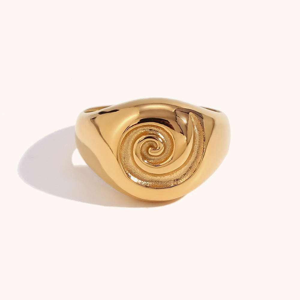 Solaris 18K Gold Sculptural Spiral Dome Ring