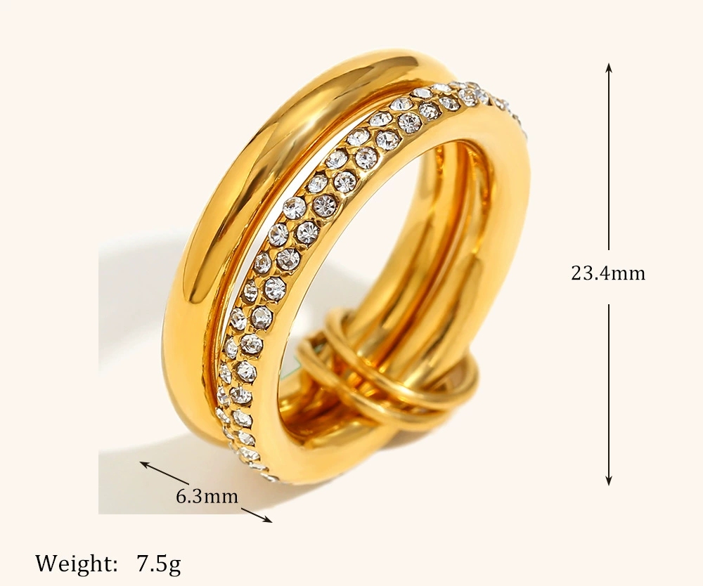 14K Gold Double Layer Stacking Diamond Ring
