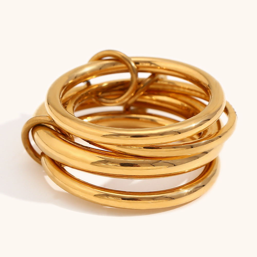 14K Gold Multi-layer Two-color Diamond Ring